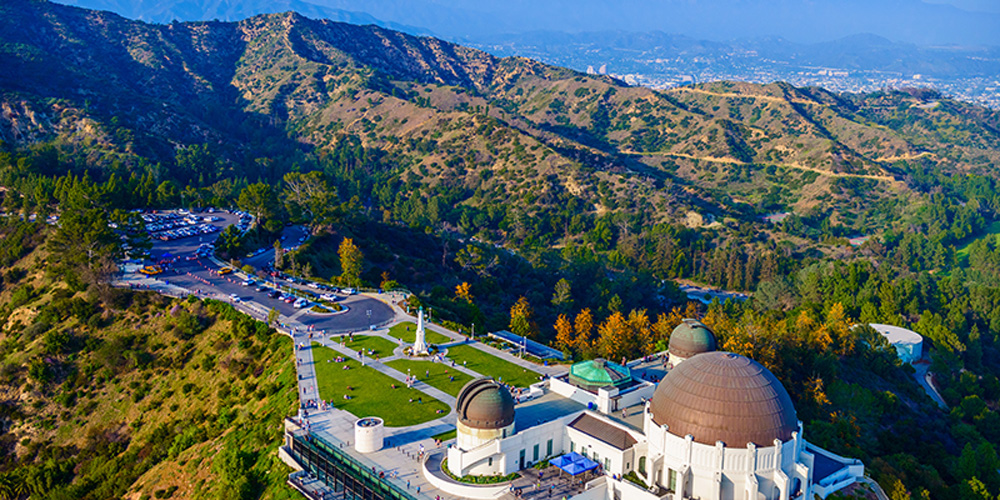 Griffith Observatory, Mount Hollywood, Los Angeles, CA - aerial view