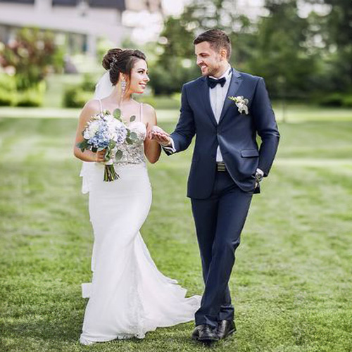 Bride and groom retouching after