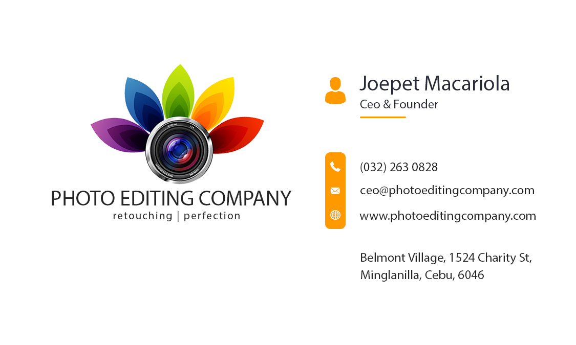 front of a business card