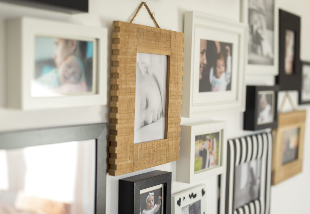 a group of pictures on a wall