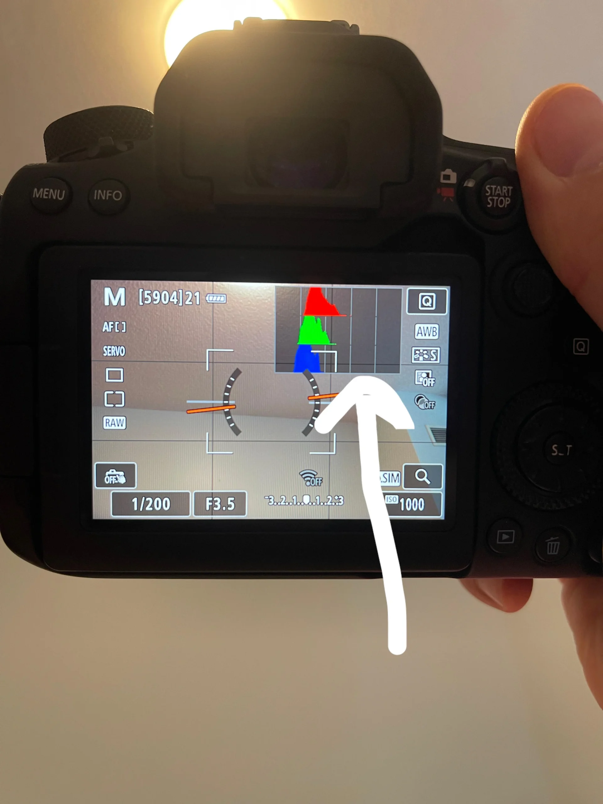 Use Live View or Histogram