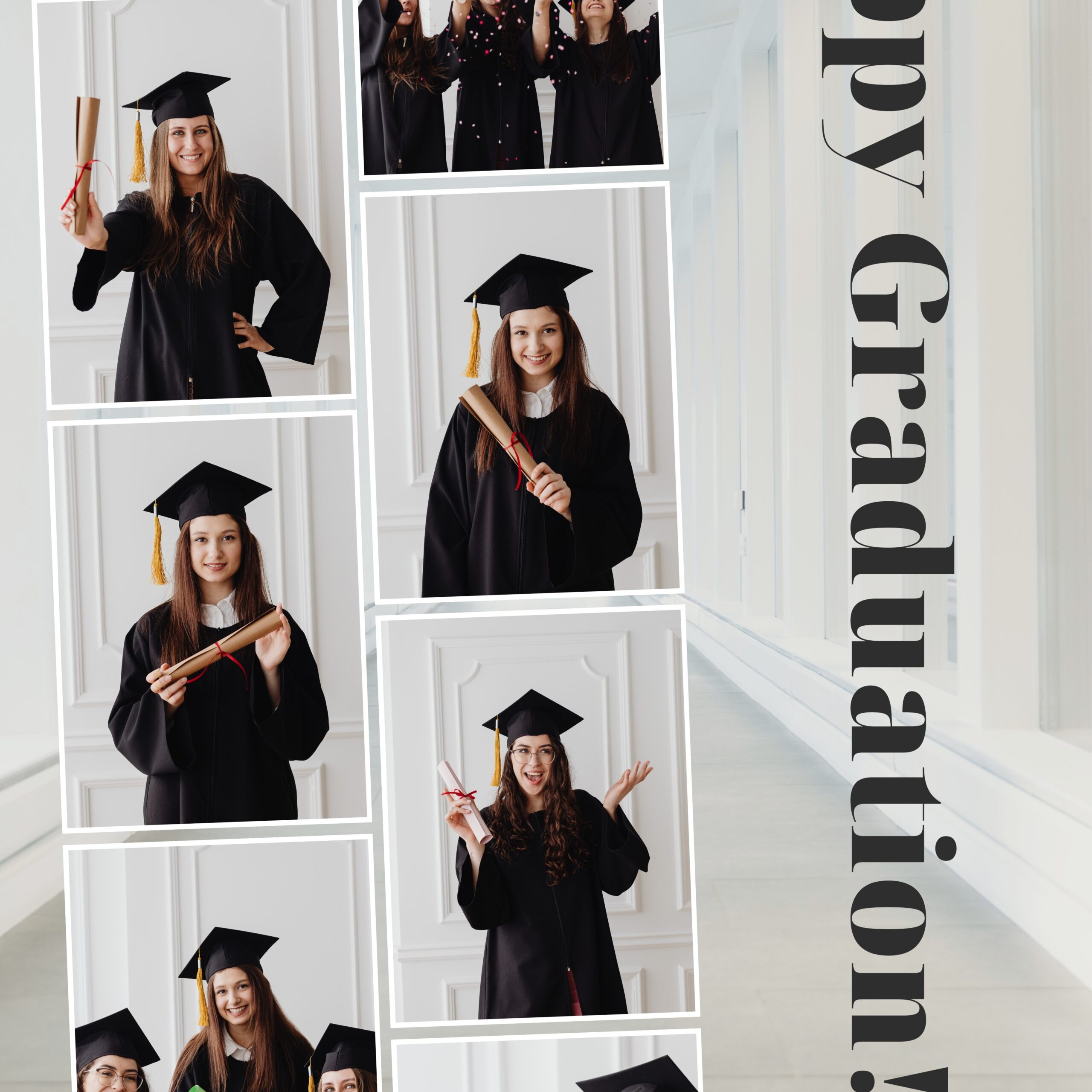 Grey Modern Graduation Day Photo Collage 